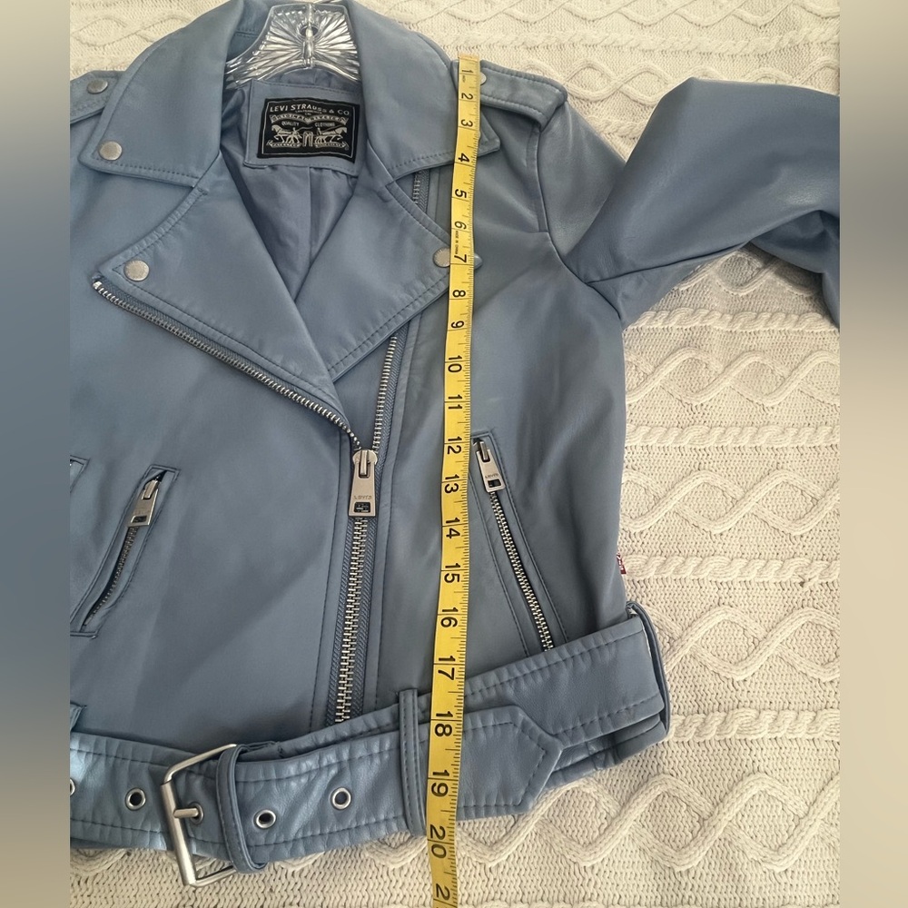 Levi's Light Blue Faux Leather Jacket Like New! Women’s Size XS - Picture 8 of 16